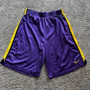 Nike Y2K Kobe Bryant Basketball Shorts Mamba Lakers Purple Yellow Mens 2XL NBA